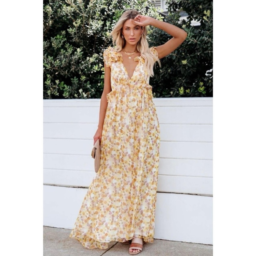 Women’s Chiffon Floral Ruffle Maxi